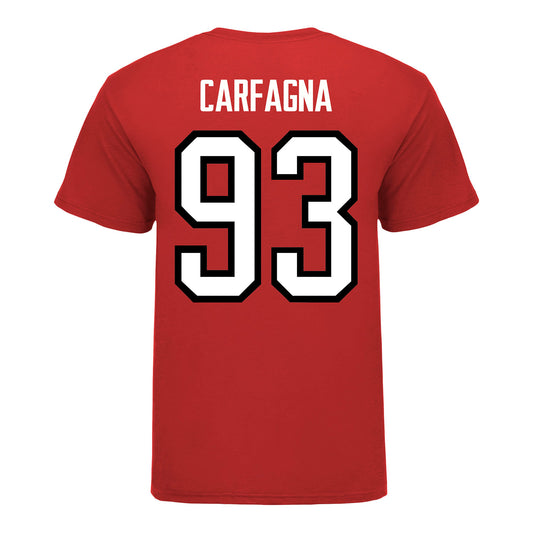 Ohio State Buckeyes Men's Hockey Student Athlete #93 Damien Carfagna T-Shirt - Back View