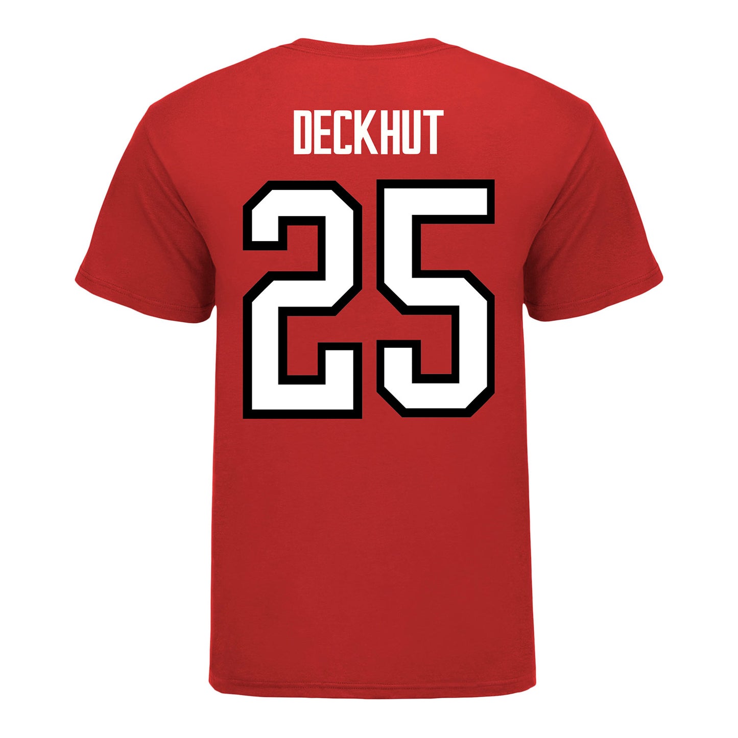 Ohio State Buckeyes Men's Hockey Student Athlete #25 Sam Deckhut T-Shirt - Back View