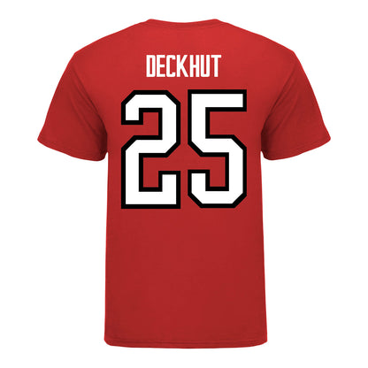 Ohio State Buckeyes Men's Hockey Student Athlete #25 Sam Deckhut T-Shirt - Back View