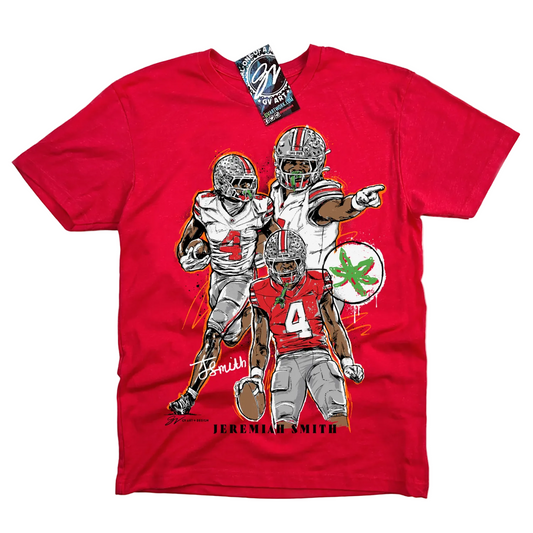 Ohio State Buckeyes GV Art & Design #4 Jeremiah Smith Graphic T-Shirt - Front View