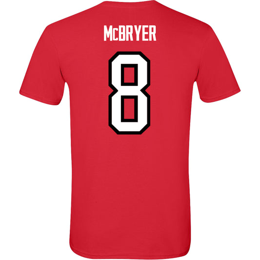 Ohio State Buckeyes Men's Hockey Student Athlete #2 Nathan McBrayer T-Shirt In Scarlet - Back View