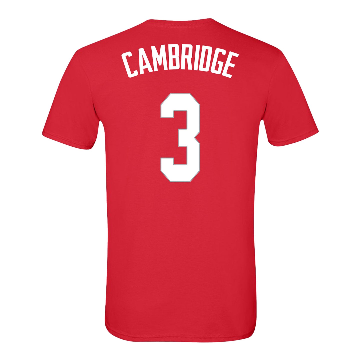 Ohio State Buckeyes Women's Basketball Student Athlete #3 Kennedy Cambridge T-Shirt In Scarlet - Back View