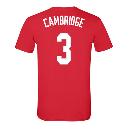 Ohio State Buckeyes Women's Basketball Student Athlete #3 Kennedy Cambridge T-Shirt In Scarlet - Back View