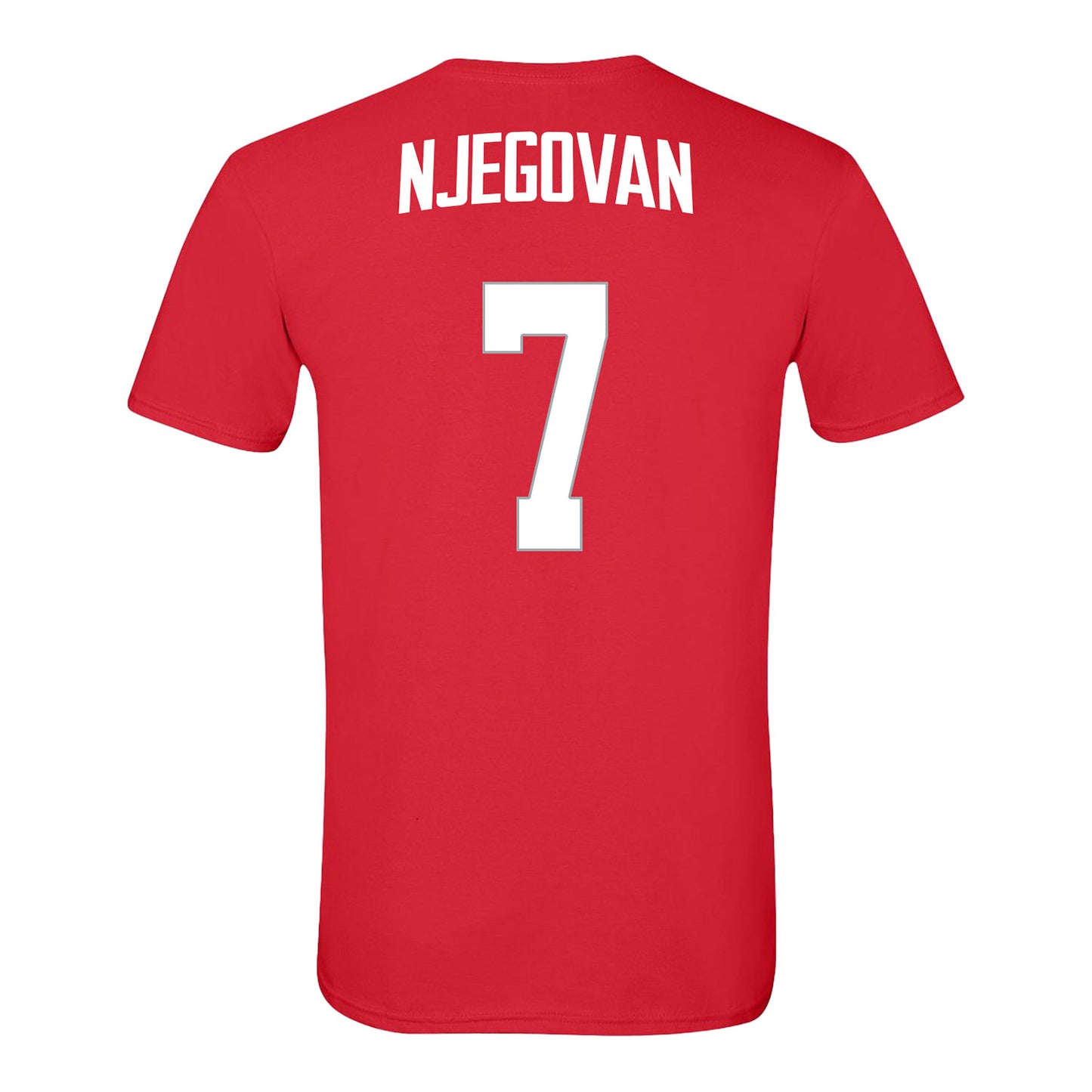 Ohio State Buckeyes Men's Basketball Student Athlete #7 Ivan Njegovan T-Shirt In Scarlet - Back View