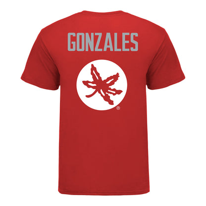 Ohio State Buckeyes Andre Gonzales Student Athlete Wrestling T-Shirt In Scarlet - Back View