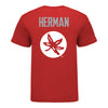 Ohio State Buckeyes Brock Herman Student Athlete Wrestling T-Shirt In Scarlet - Back View