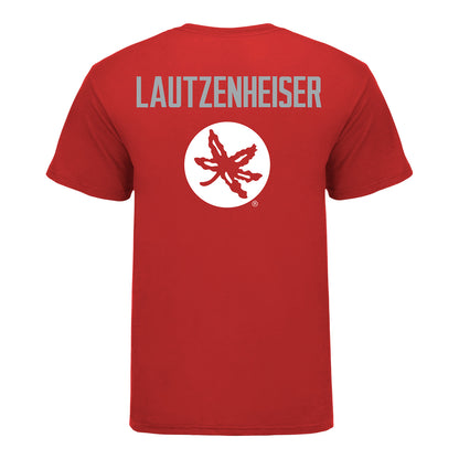 Ohio State Buckeyes Garett Lautzenheiser Student Athlete Wrestling T-Shirt In Scarlet - Back View