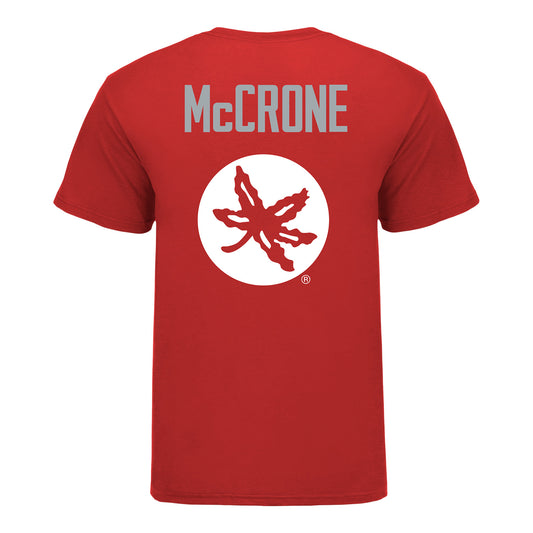 Ohio State Buckeyes Brendan McCrone Student Athlete Wrestling T-Shirt In Scarlet - Back View