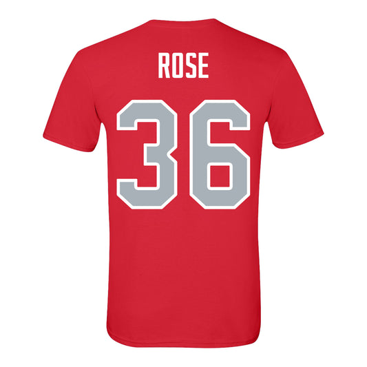 Ohio State Buckeyes Baseball Student Athlete T-Shirt #36 Austin Rose - Back view