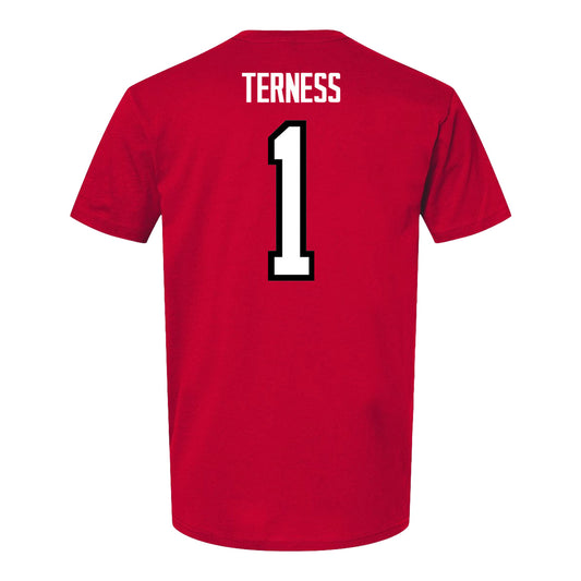 Ohio State Buckeyes Men's Hockey Student Athlete #1 Logan Terness T-Shirt - Back View