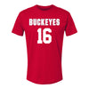 Ohio State Buckeyes Women's Lacrosse Student Athlete #16 Audrey Rudolph T-Shirt - Front View
