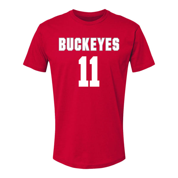 Ohio State Buckeyes Women's Lacrosse Student Athlete #11 Gracie Shoup T-Shirt - Front View