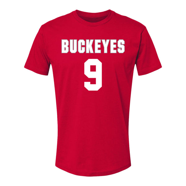 Ohio State Buckeyes Women's Lacrosse Student Athlete #9 Kampbell Stone T-Shirt - Front View
