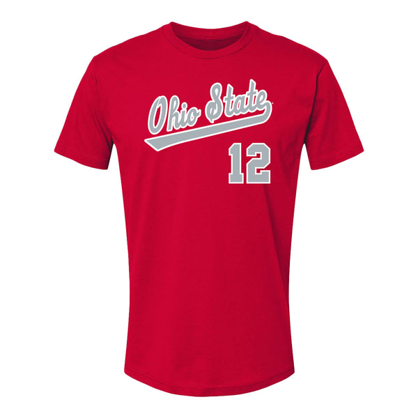 Ohio State Buckeyes Baseball Student Athlete T-Shirt #12 Ryan Miller - Front View