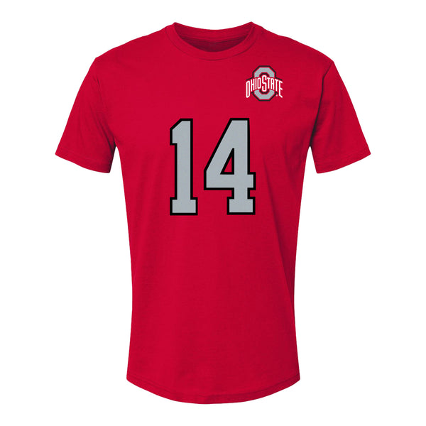 Ohio State Buckeyes Men's Volleyball Student Athlete T-Shirt #14 Kyle Teune - Front View