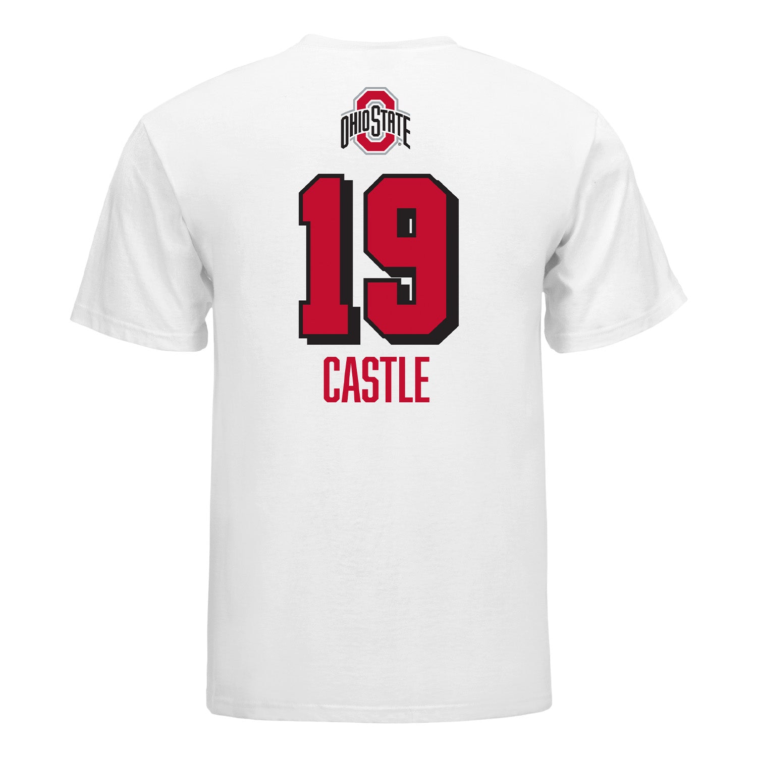 Ohio State Buckeyes Women's Volleyball Student Athlete T-Shirt #19 Kaia Castle - Back View