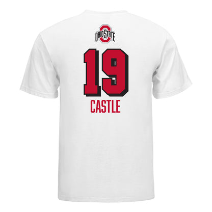 Ohio State Buckeyes Women's Volleyball Student Athlete T-Shirt #19 Kaia Castle - Back View