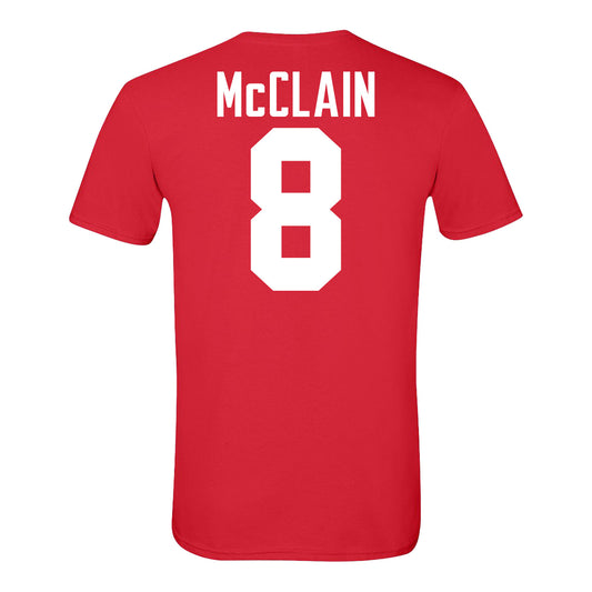 Ohio State Buckeyes #8 Jaylen McClain Student Athlete Football T-Shirt - Back View