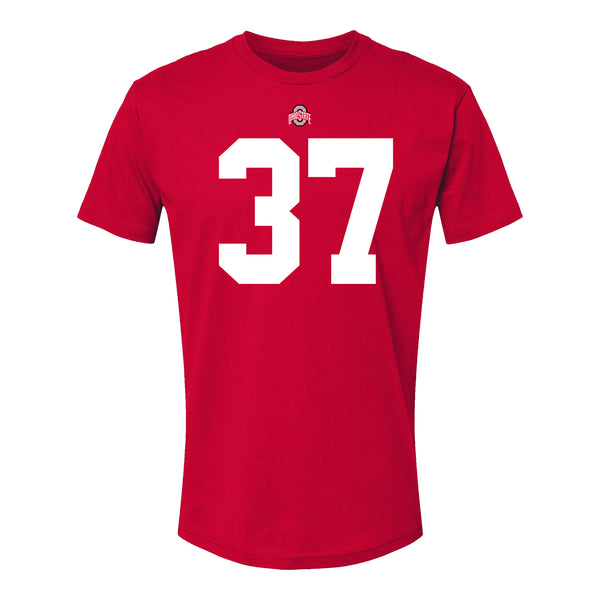 Ohio State Buckeyes Nigel Glover #37 Student Athlete Football T-Shirt - Front View