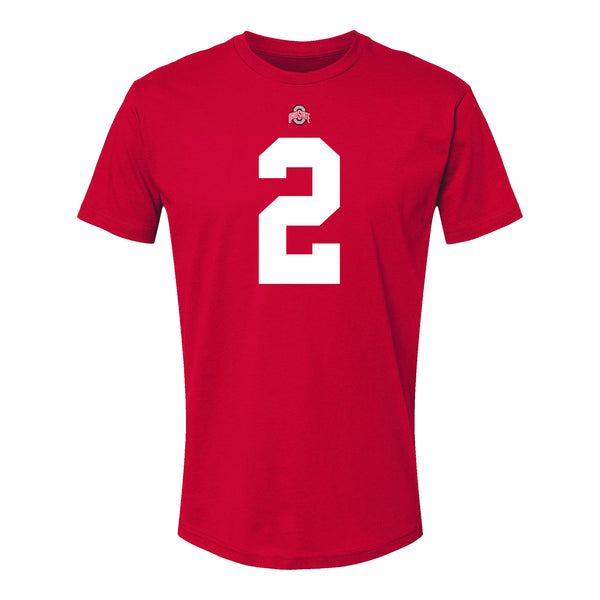 Ohio State Buckeyes Caleb Downs #2 Student Athlete Football T-Shirt - Front View