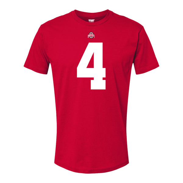 Ohio State Buckeyes Jeremiah Smith #4 Student Athlete Football T-Shirt - Front View