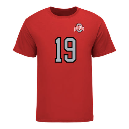 Ohio State Buckeyes Men's Volleyball Student Athlete T-Shirt #19 Jack O'Riordan - Front View