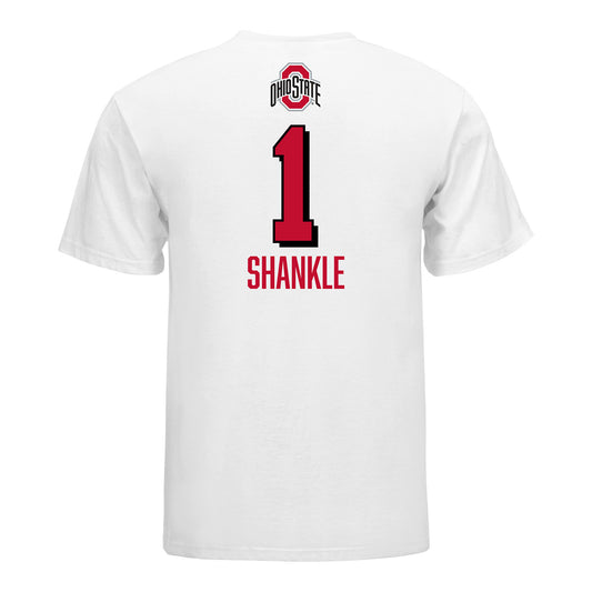 Ohio State Buckeyes Women's Volleyball Student Athlete T-Shirt #1 Ava Shankle - Back View