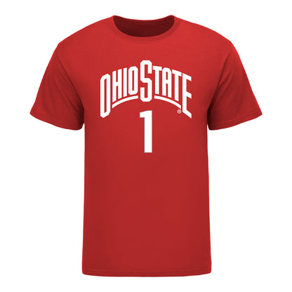 Ohio State Buckeyes Women's Basketball Student Athlete #1 Ajae Petty T-Shirt - Front View