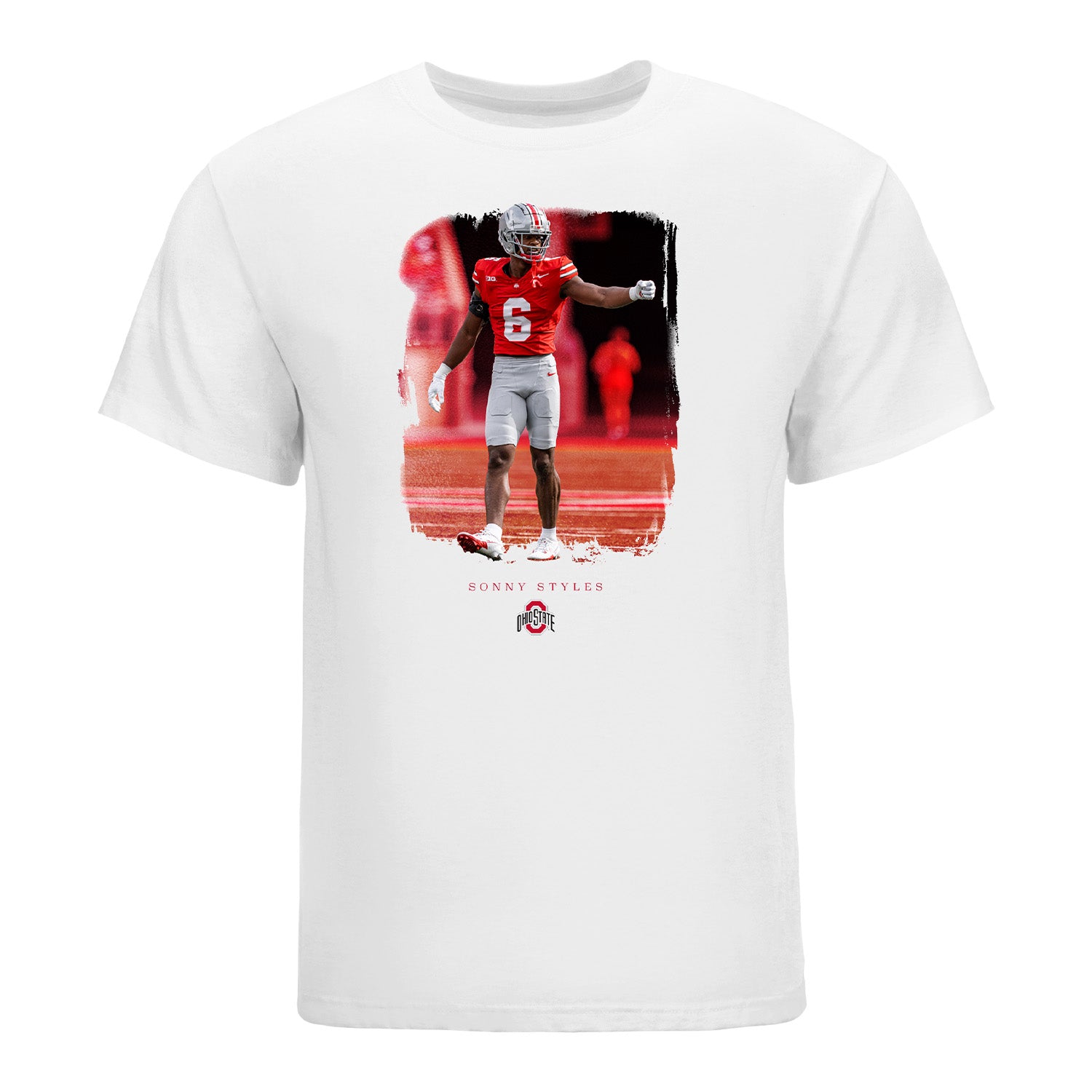 Ohio State Buckeyes Football Student Athlete Spotlight T-Shirt #6 Sonny Styles - Front View