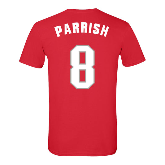 Ohio State Buckeyes Men's Basketball Student Athlete #8 Micah Parrish T-Shirt - Back View