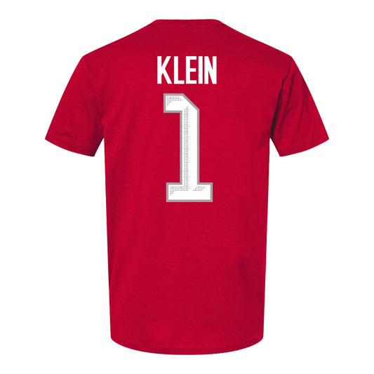 Ohio State Buckeyes #1 Genevieve Klein Student Athlete Women's Hockey T-Shirt In Red - Back View