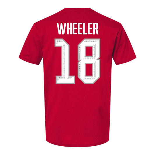 Ohio State Buckeyes #18 Maddi Wheeler Student Athlete Women's Hockey T-Shirt In Red - Back View