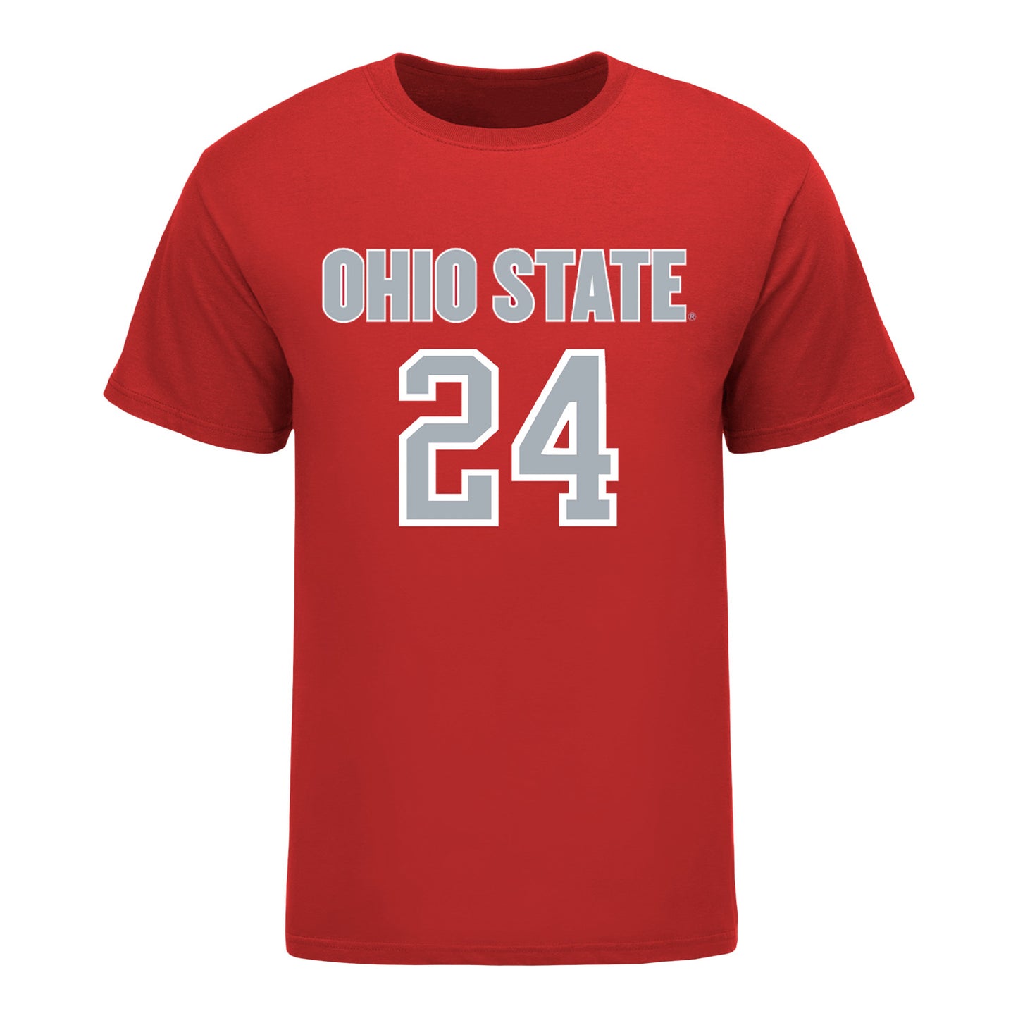 Ohio State Buckeyes Men's Soccer Student Athlete T-Shirt #24 RJ Stoller In Red - Front View