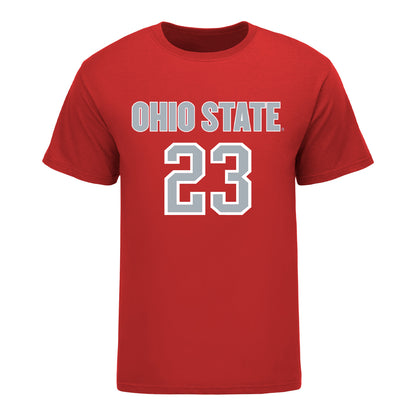 Ohio State Buckeyes Men's Soccer Student Athlete T-Shirt #23 Donovan Williams In Red - Front View