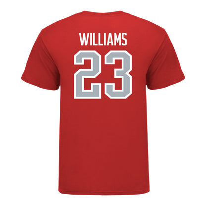 Ohio State Buckeyes Men's Soccer Student Athlete T-Shirt #23 Donovan Williams In Red - Back View