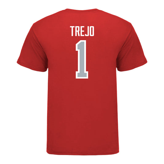 Ohio State Buckeyes Men's Soccer Student Athlete T-Shirt #1 Maximiliano Trejo In Red - Back View