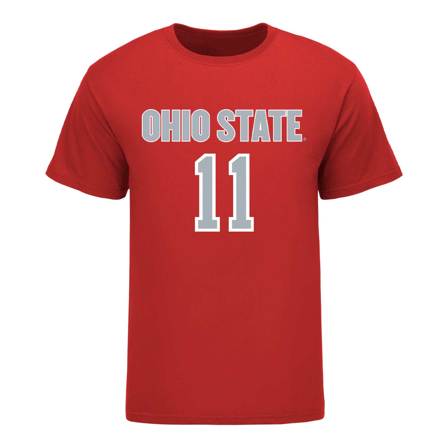 Ohio State Buckeyes Men's Soccer Student Athlete T-Shirt #11 Luciano Pechota In Red - Front View