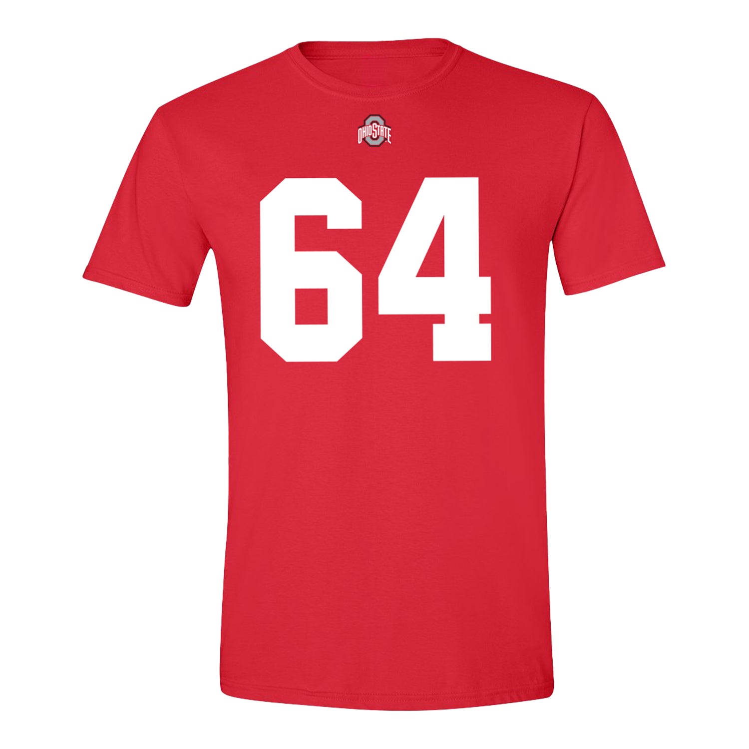 Ohio State Buckeyes Simon Lorentz #64 Student Athlete Football T-Shirt In Red - Front View