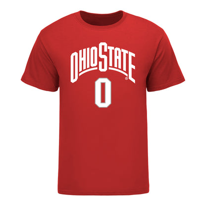 Ohio State Buckeyes Men's Basketball Student Athlete #0 John Mobley Jr. T-Shirt - Front View