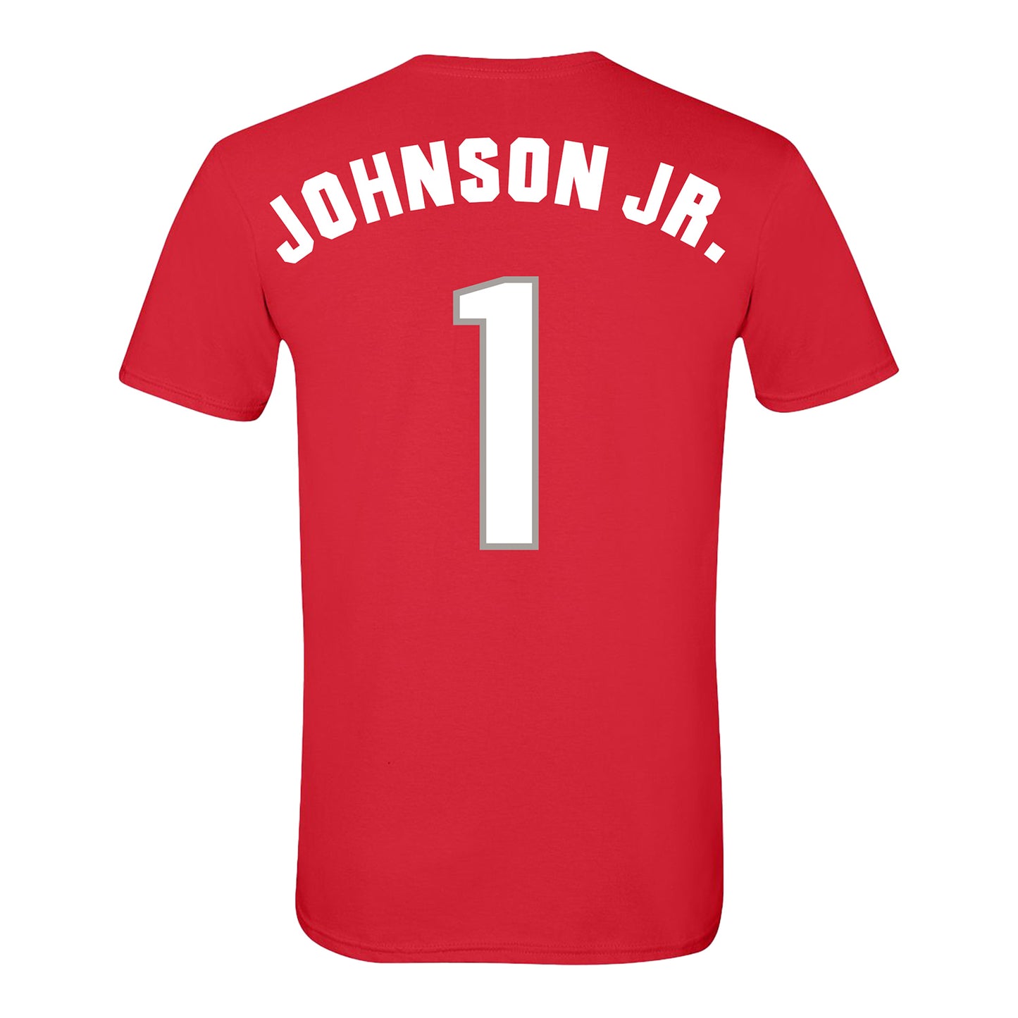 Ohio State Buckeyes Men's Basketball Student Athlete #1 Meechie Johnson Jr. T-Shirt - Back View