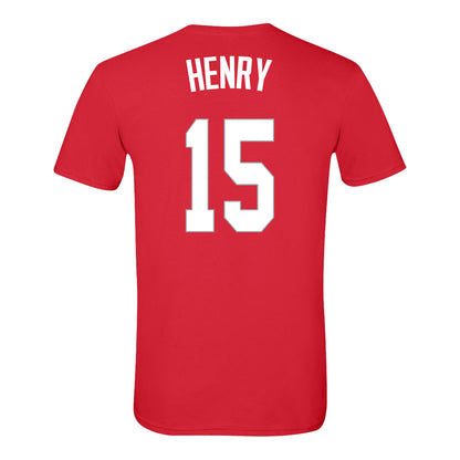 Ohio State Buckeyes Women's Basketball Student Athlete #15 Seini Henry T-Shirt In Scarlet - Back View