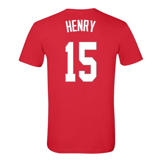 Ohio State Buckeyes Women's Basketball Student Athlete #15 Seini Henry T-Shirt In Scarlet - Back View