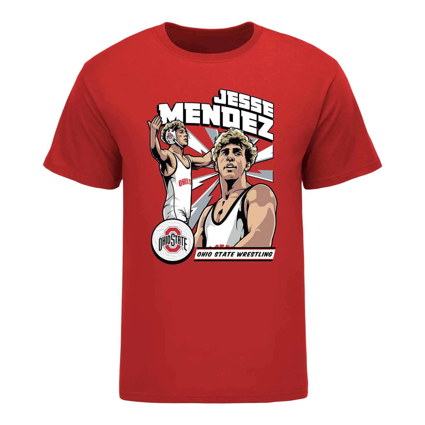 Ohio State Buckeyes Wrestling NIL Jesse Mendez Icon T-Shirt - Front View