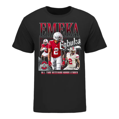 Ohio State Buckeyes Football NIL #2 Emeka Egbuka All-Time Receiving Yards Leader T-Shirt - Front View