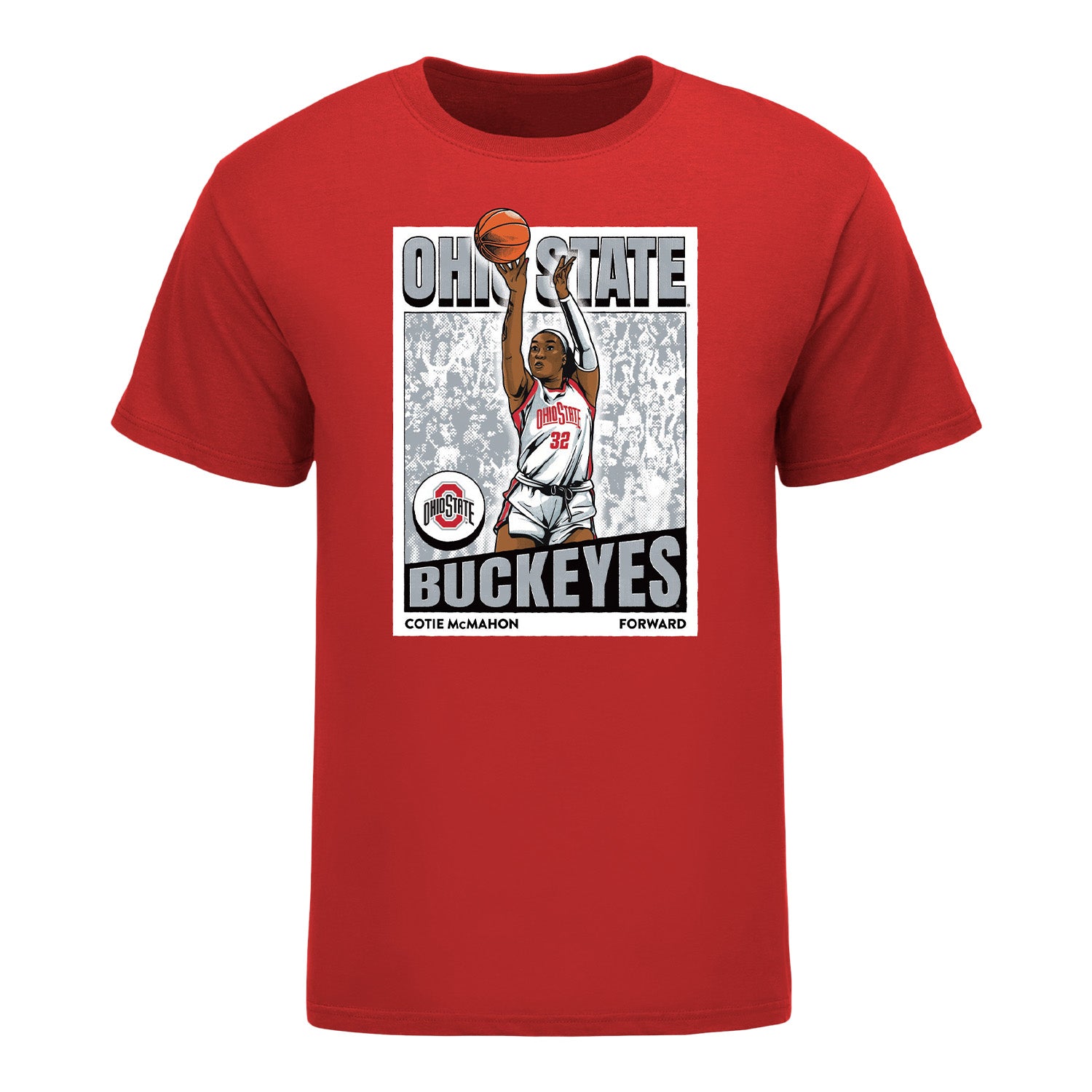 Ohio State Buckeyes Women's Basketball NIL #32 Cotie McMahon Icon T-Shirt - Front View