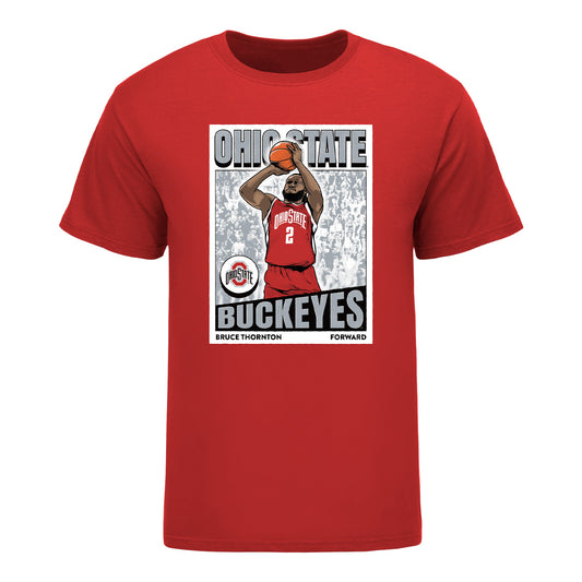 Ohio State Buckeyes Men's Basketball NIL #2 Bruce Thornton Icon T-Shirt - Front View