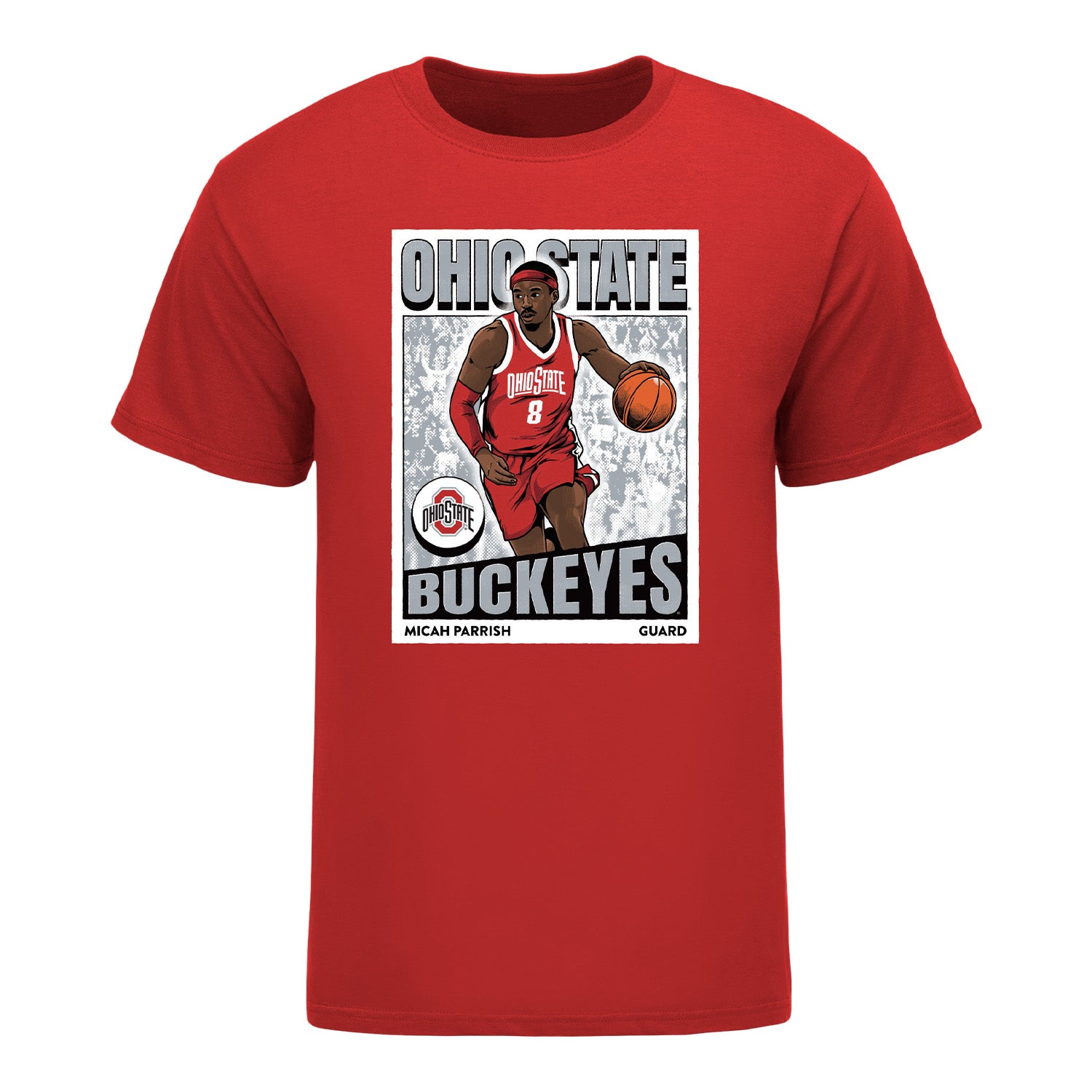 Ohio State Buckeyes Men's Basketball NIL #8 Micah Parrish Icon T-Shirt - Front View