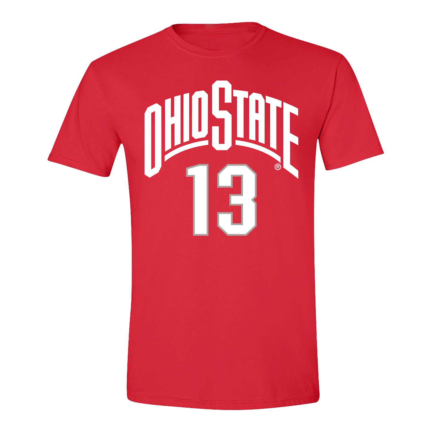 Ohio State Buckeyes Men's Basketball Student Athlete #13 Sean Stewart T-Shirt - Front View