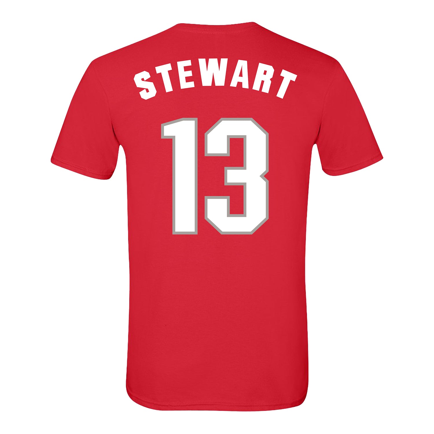 Ohio State Buckeyes Men's Basketball Student Athlete #13 Sean Stewart T-Shirt - Back View