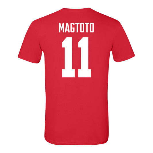 Ohio State Buckeyes #11 Sean Magtoto Student Athlete Men's Lacrosse T-Shirt In Red - Back View